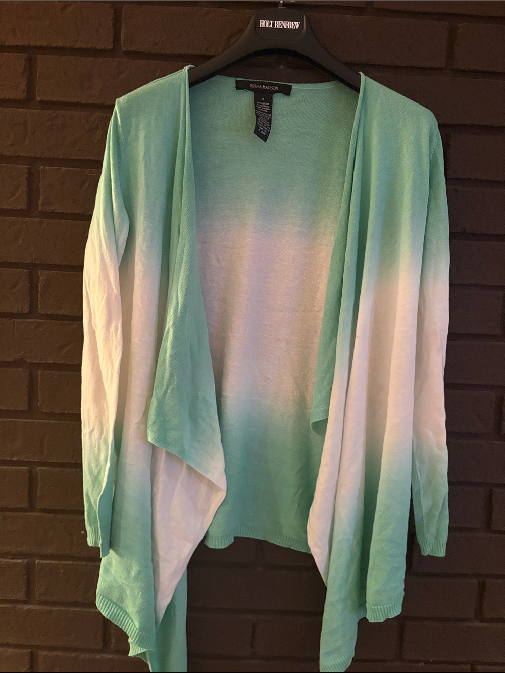 89th & Madison Mint-to-White Ombre Open-Front Cardigan